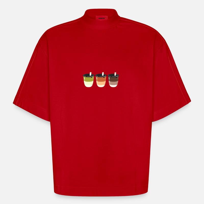 Bubble Tea- Getränk- Logo-Design - Heavyweight Oversized Organic Boxy T-Shirt Made in EU - Rot