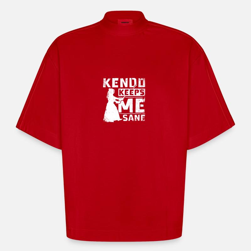 Kendo keeps me sane - Heavyweight Oversized Organic Boxy T-Shirt Made in EU - Rot