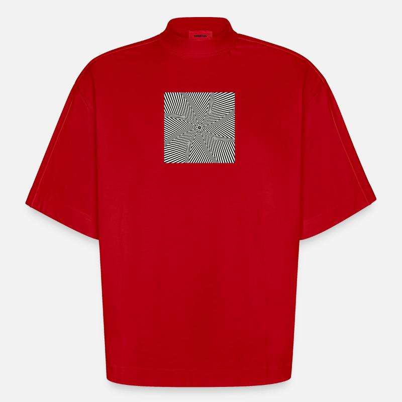 Starburst optisches Labyrinth - Heavyweight Oversized Organic Boxy T-Shirt Made in EU - Rot