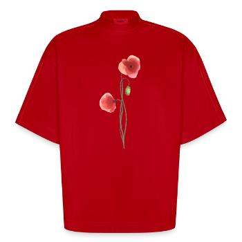 Blume: roter Mohn - Heavyweight Oversized Organic Boxy T-Shirt Made in EU - Rot - Vorne