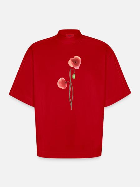 Blume: roter Mohn - Heavyweight Oversized Organic Boxy T-Shirt Made in EU - Rot