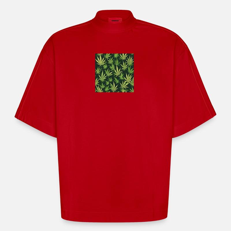 cannabis - T-shirt bio épais oversize Boxy fabriqué en UE - rouge