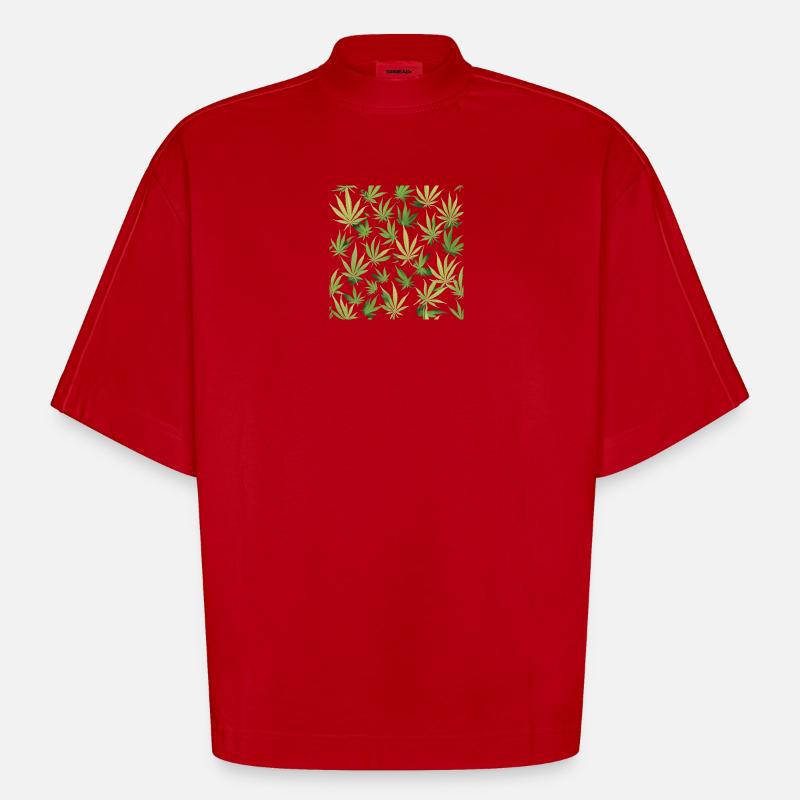 Cannabis 2 - T-shirt bio épais oversize Boxy fabriqué en UE - rouge