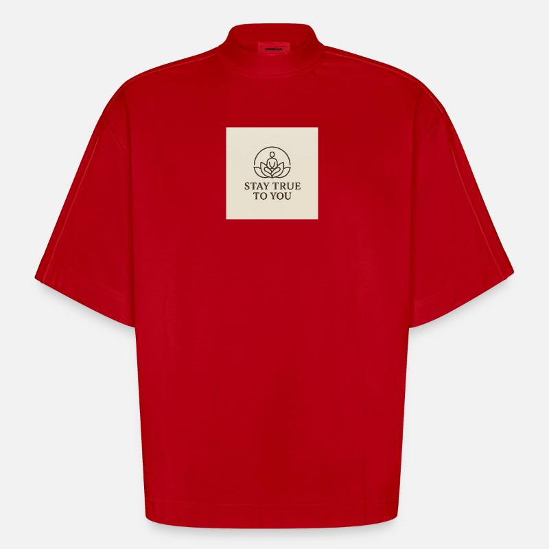 Pleine conscience et équilibre intérieur - T-shirt bio épais oversize Boxy fabriqué en UE - rouge