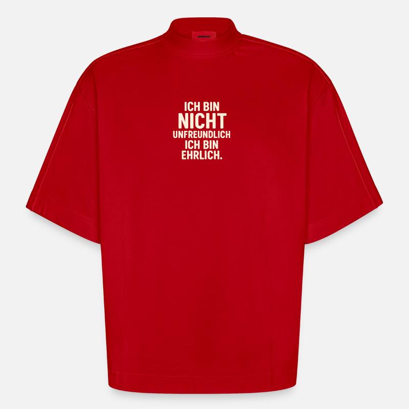 Ehrlich Unfreundlich - Hell - Heavyweight Oversized Organic Boxy T-Shirt Made in EU - Rot
