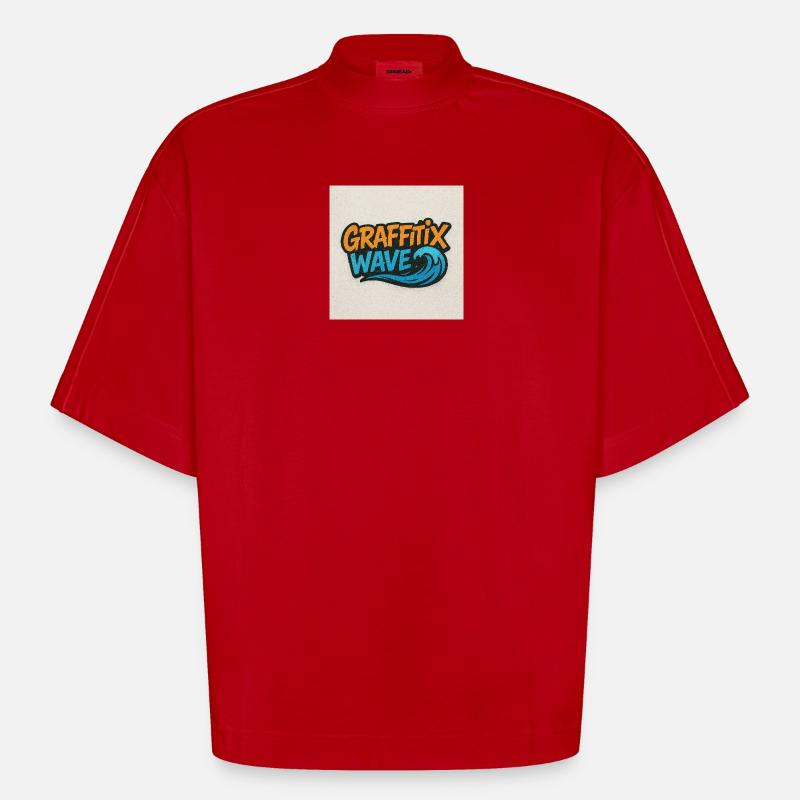 Graffitix Wave Graffiti Logo - Heavyweight Oversized Organic Boxy T-Shirt Made in EU - red