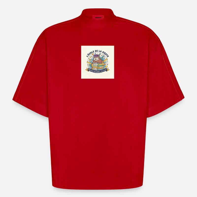 Schule der Eule Nickerchen Schüler - Heavyweight Oversized Organic Boxy T-Shirt Made in EU - Rot