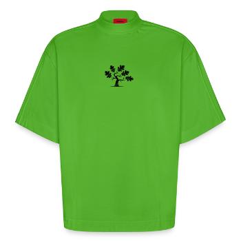 Eichen-Bonsaibaum - Heavyweight Oversized Organic Boxy T-Shirt Made in EU - Apple Neon - Vorne