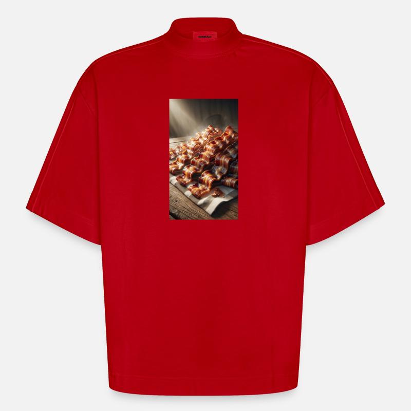 Bacon is good - Heavyweight Oversized Organic Boxy T-Shirt Made in EU - red