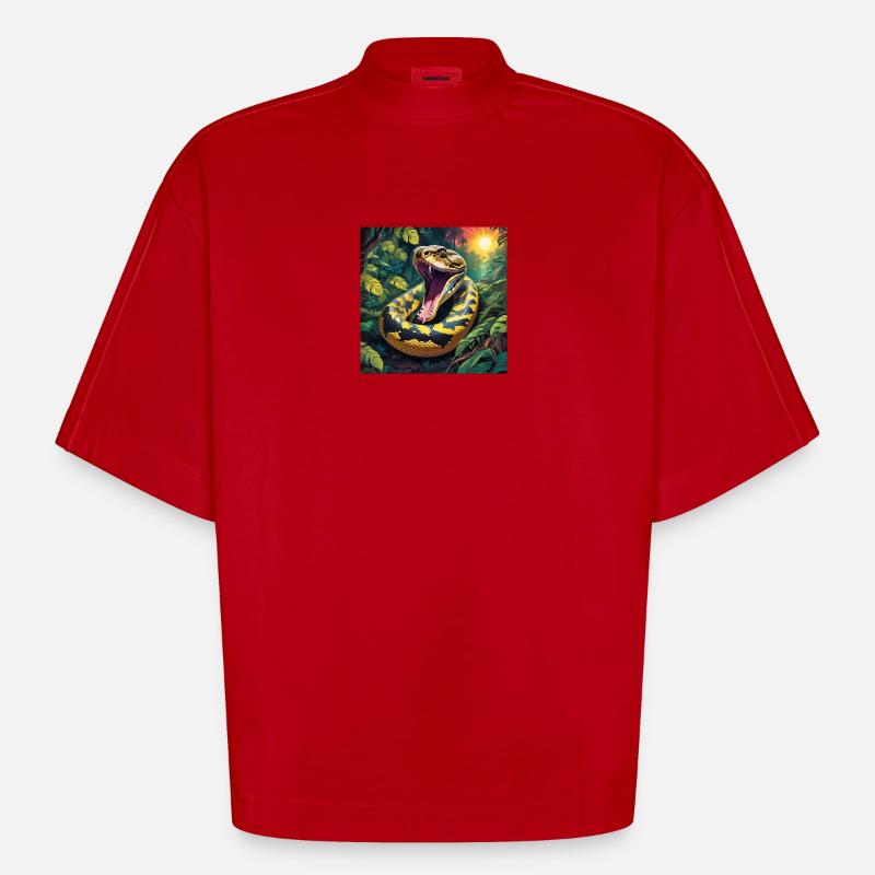 Python Schlange - Heavyweight Oversized Organic Boxy T-Shirt Made in EU - Rot