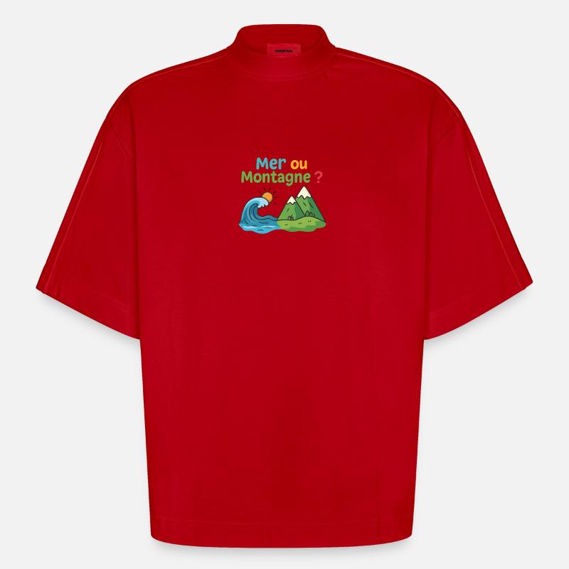 Meer oder Berg - Heavyweight Oversized Organic Boxy T-Shirt Made in EU - Rot