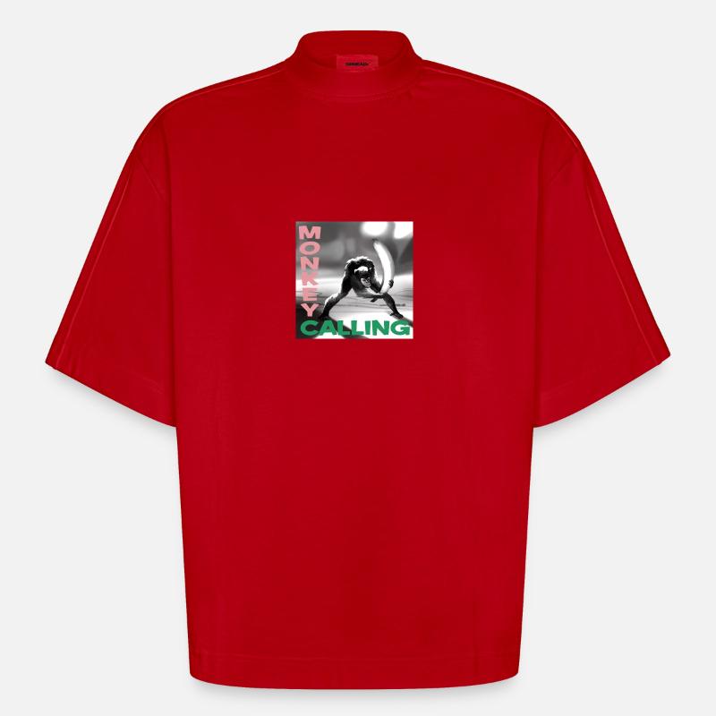 Monkey Calling - Heavyweight Oversized Organic Boxy T-Shirt Made in EU - Rot