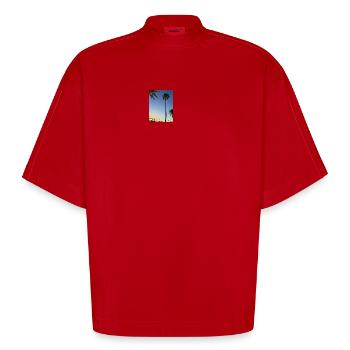 Palmen - Side - Heavyweight Oversized Organic Boxy T-Shirt Made in EU - Rot - Vorne