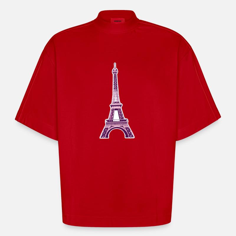 Eiffelturm #8 - Heavyweight Oversized Organic Boxy T-Shirt Made in EU - Rot
