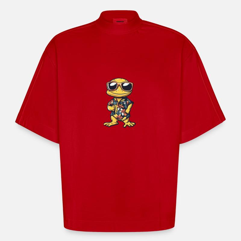 Echse Comic Urlaub - Heavyweight Oversized Organic Boxy T-Shirt Made in EU - Rot