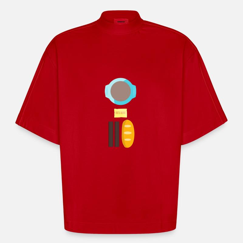 Breakfast in Taizé - Heavyweight Oversized Organic Boxy T-Shirt Made in EU - Rot