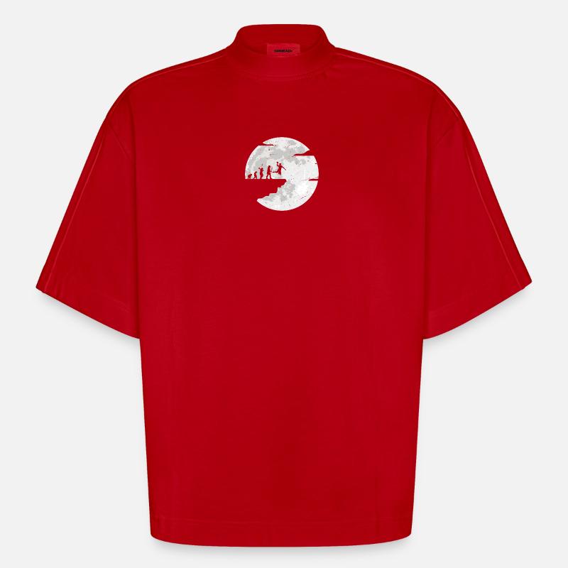 Célébration de l’évolution de la lune - T-shirt bio épais oversize Boxy fabriqué en UE - rouge