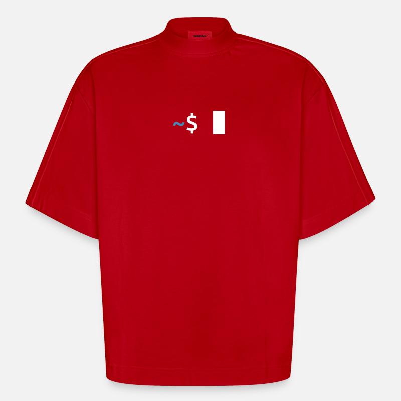 Commande Linux Shell - T-shirt bio épais oversize Boxy fabriqué en UE - rouge