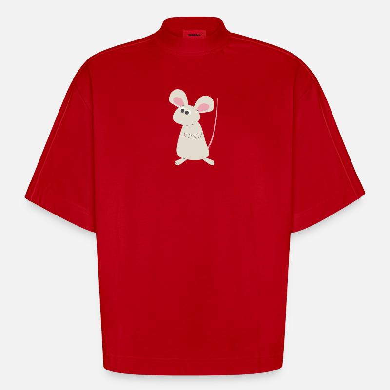 Cleveres Mäuschen - Heavyweight Oversized Organic Boxy T-Shirt Made in EU - Rot