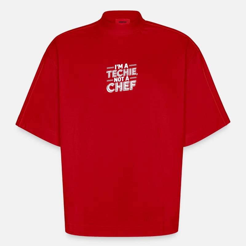 Technicien Pas Chef Technicien Programmeur IT - T-shirt bio épais oversize Boxy fabriqué en UE - rouge