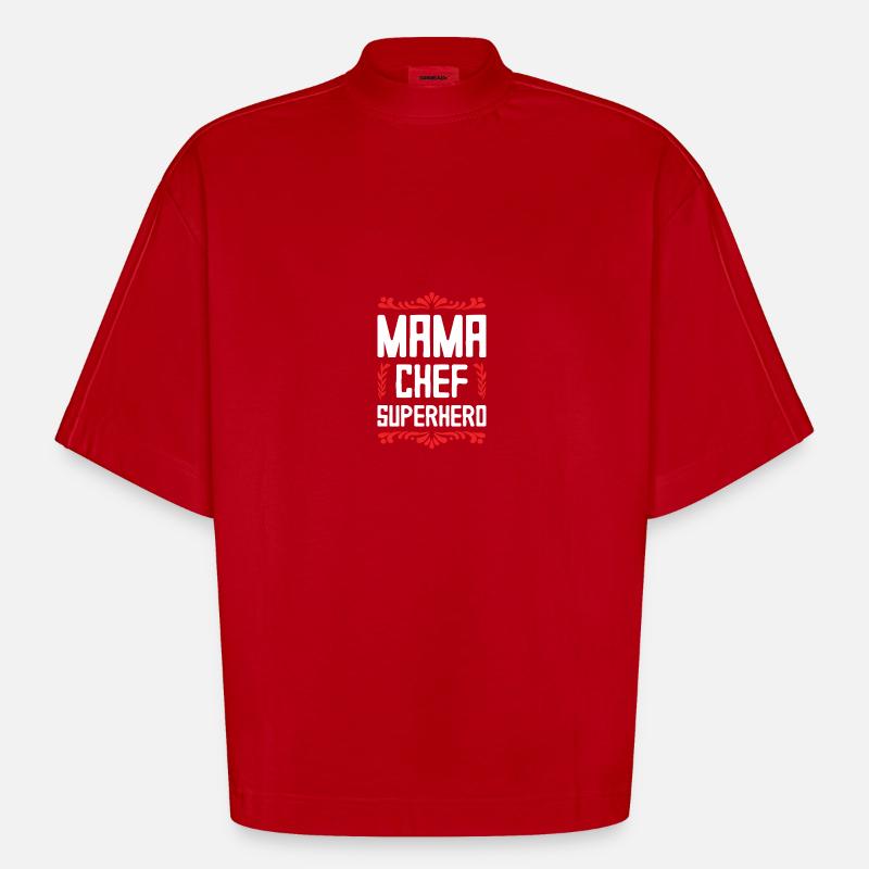 Mama Chef Superheld Mutter - Heavyweight Oversized Organic Boxy T-Shirt Made in EU - Rot