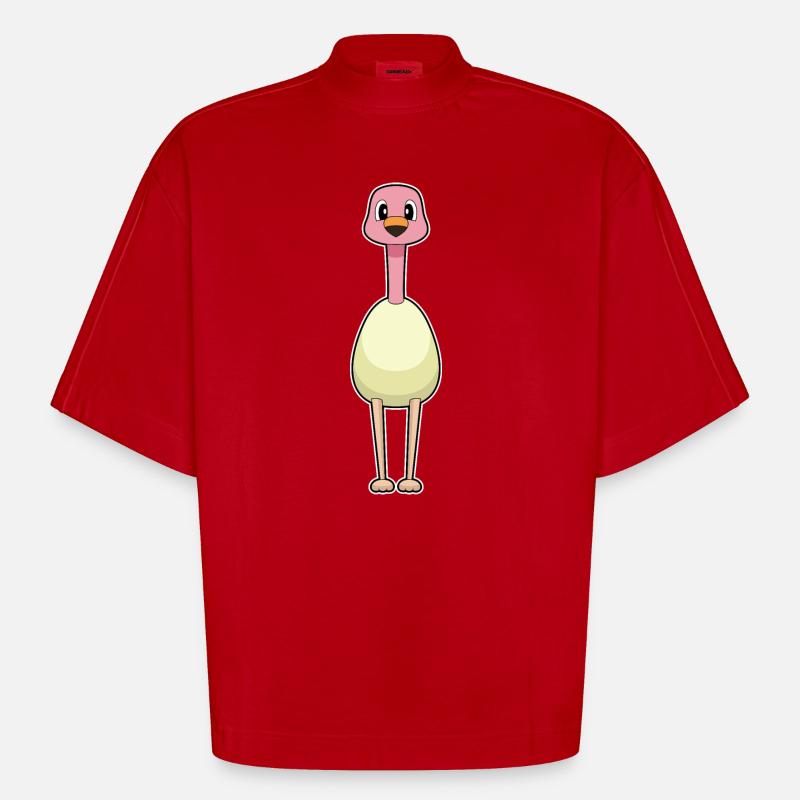 Flamingo Egg - Heavyweight Oversized Organic Boxy T-Shirt Made in EU - red