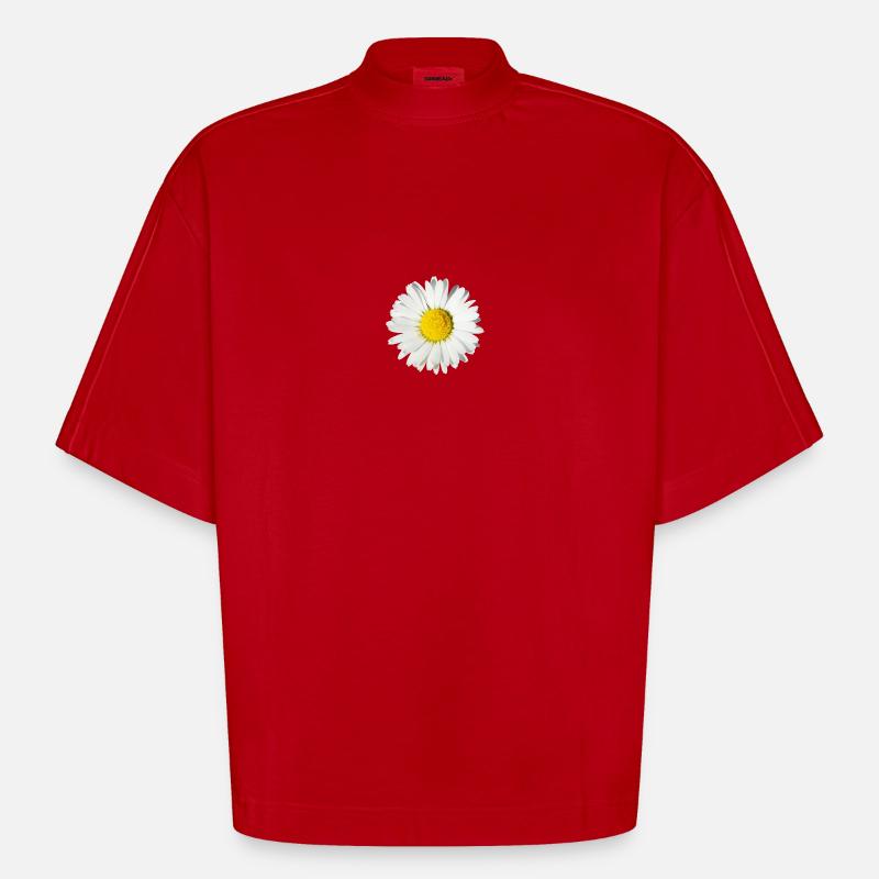 Gänseblümchen - Heavyweight Oversized Organic Boxy T-Shirt Made in EU - Rot