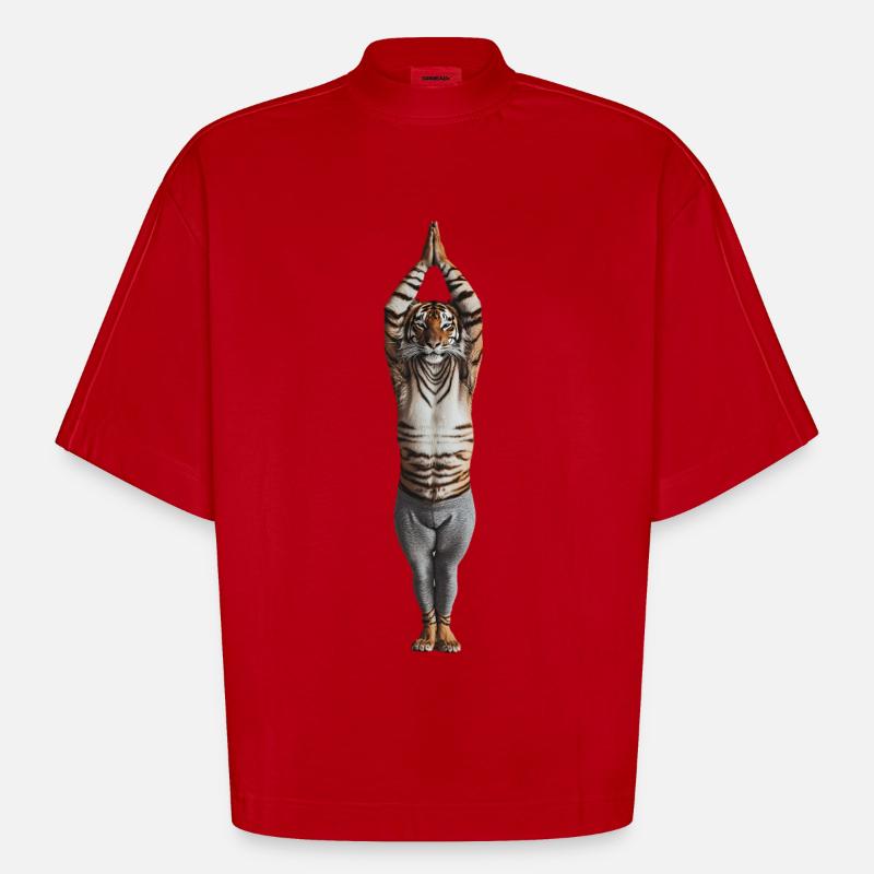 Tiger - Heavyweight Oversized Organic Boxy T-Shirt Made in EU - Rot