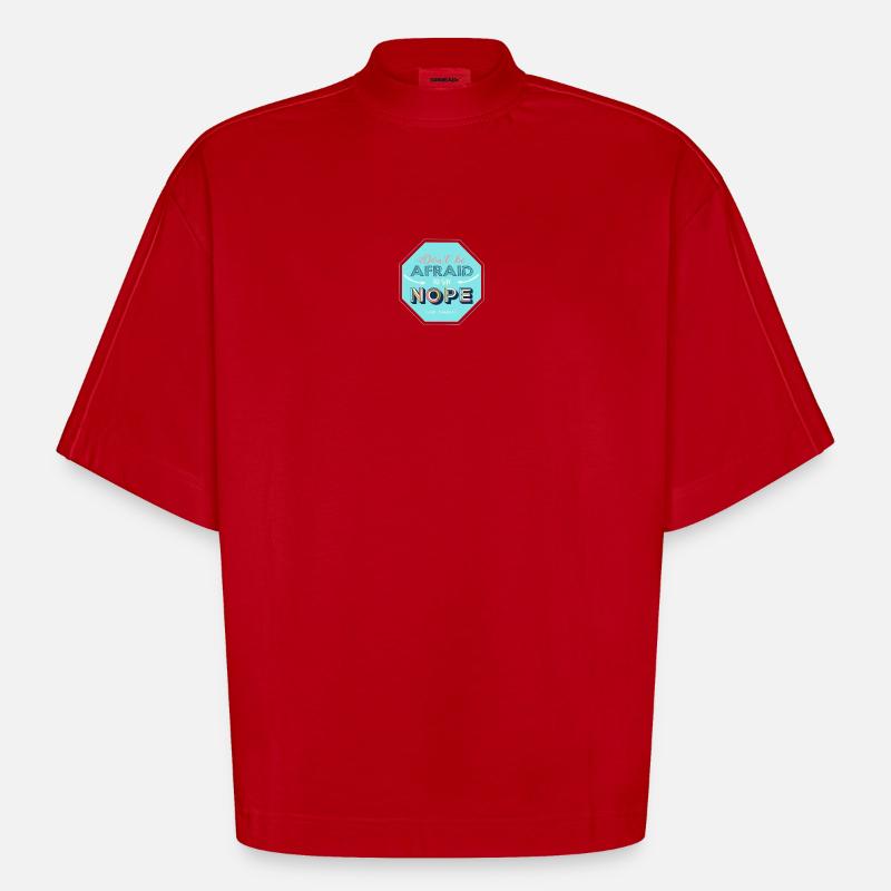 Nope design - Heavyweight Oversized Organic Boxy T-Shirt Made in EU - red