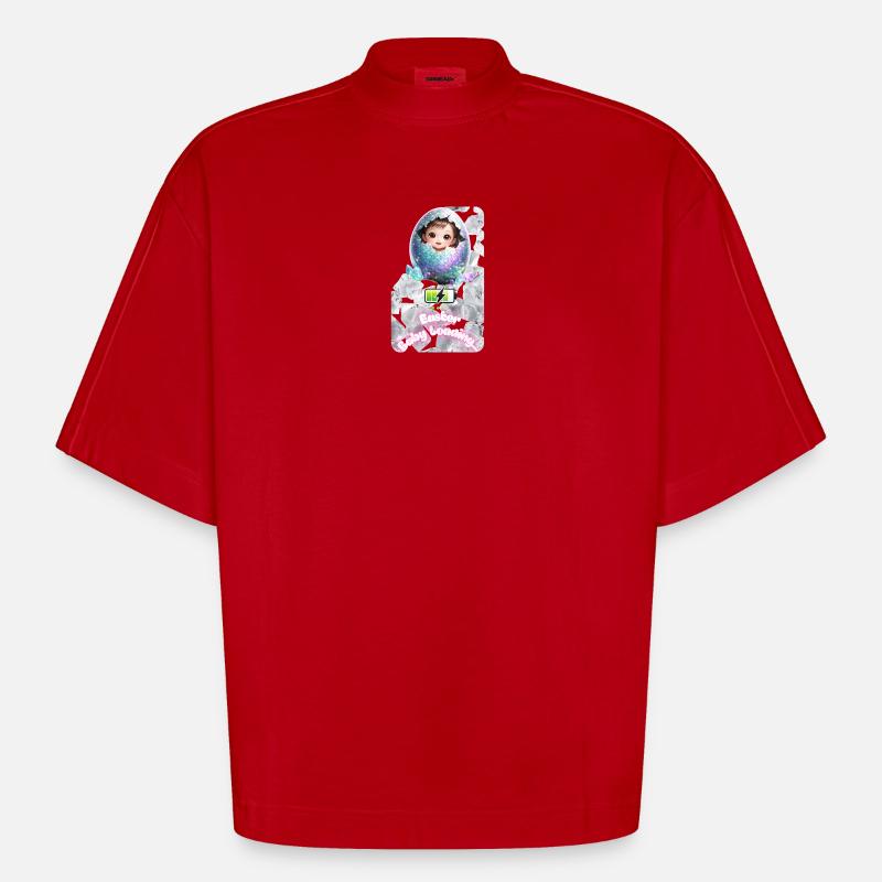 Easter Bud Baby Egg Explosion - Heavyweight Oversized Organic Boxy T-Shirt Made in EU - red