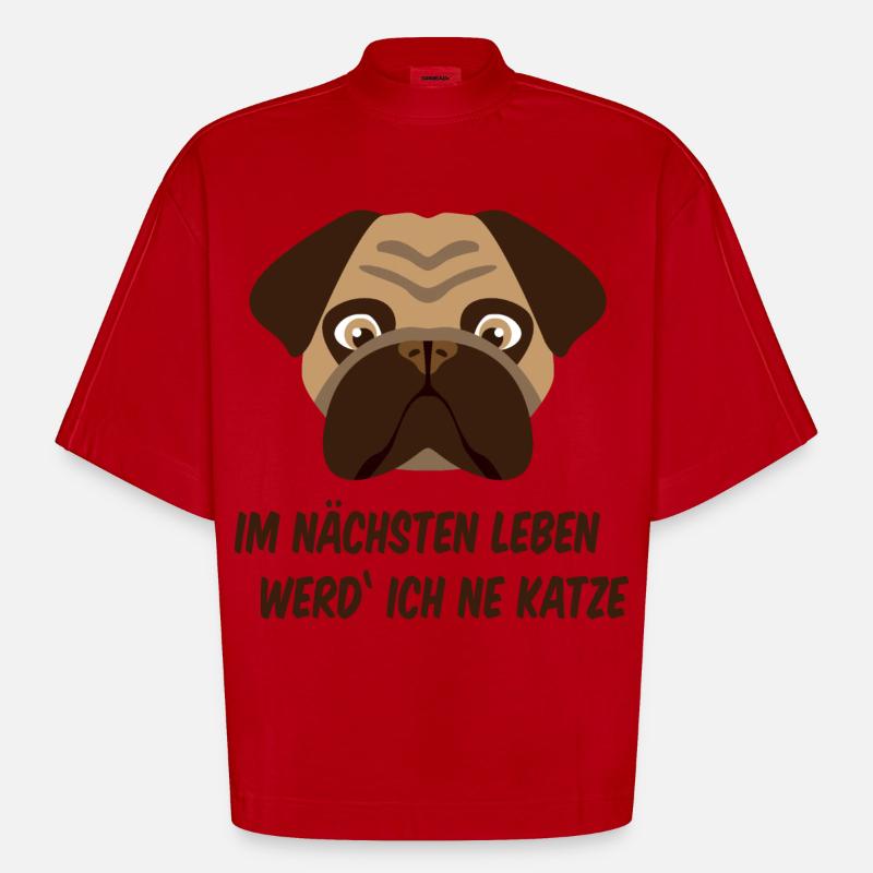 Frustrierter Mops - Heavyweight Oversized Organic Boxy T-Shirt Made in EU - Rot