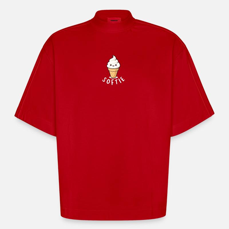 Softie Softeis Liebe Minimal Statement - Heavyweight Oversized Organic Boxy T-Shirt Made in EU - red