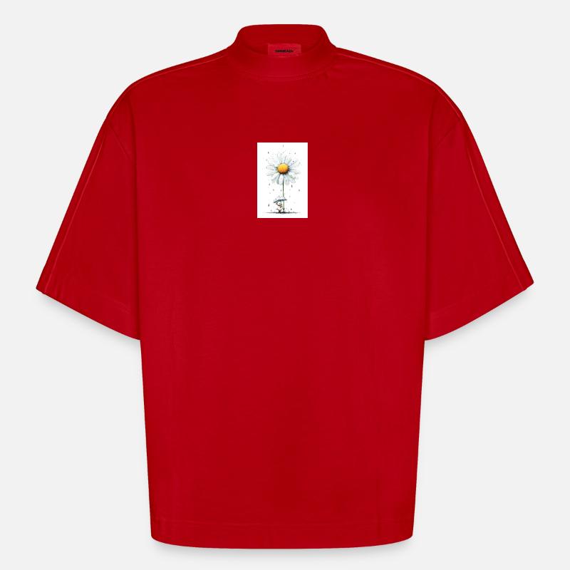 Gänseblümchen Bär mit Regenschirm - Heavyweight Oversized Organic Boxy T-Shirt Made in EU - Rot