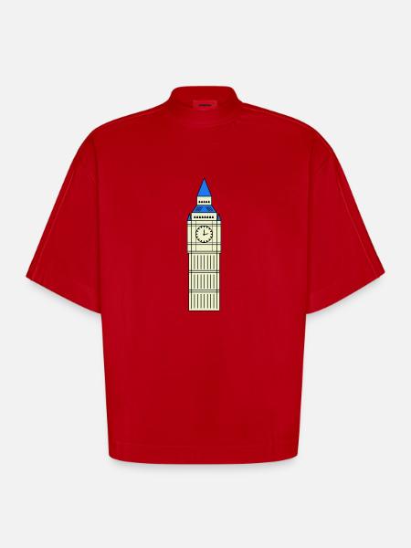 big ben design - Heavyweight Oversized Organic Boxy T-Shirt Made in EU - red