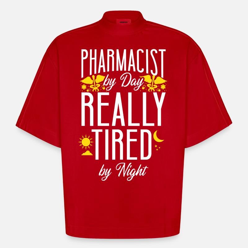 Pharmacy Tech Technician - Heavyweight Oversized Organic Boxy T-Shirt Made in EU - Rot