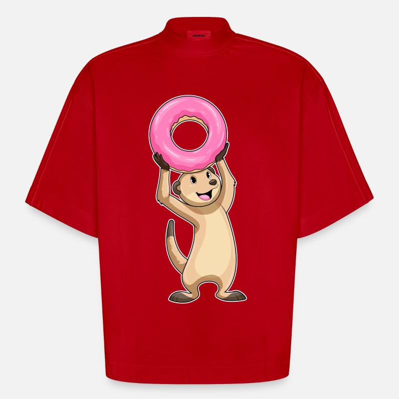 Suricates au beignet - T-shirt bio épais oversize Boxy fabriqué en UE - rouge