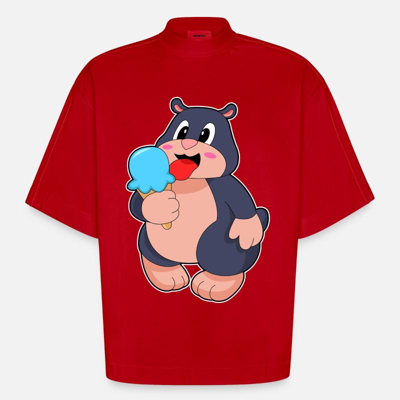 Crème glacée Mole Waffle - T-shirt bio épais oversize Boxy fabriqué en UE - rouge
