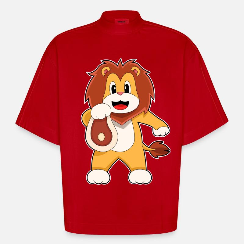 Löwe Fleisch - Heavyweight Oversized Organic Boxy T-Shirt Made in EU - Rot