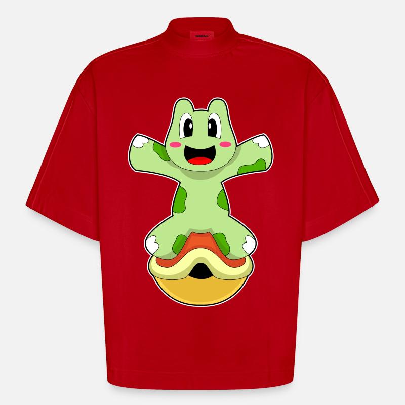 Shellless turtle - Heavyweight Oversized Organic Boxy T-Shirt Made in EU - red