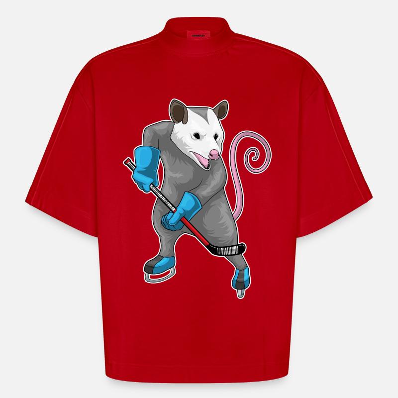 Beutelratte Eishockey Eishockeyschläger - Heavyweight Oversized Organic Boxy T-Shirt Made in EU - Rot