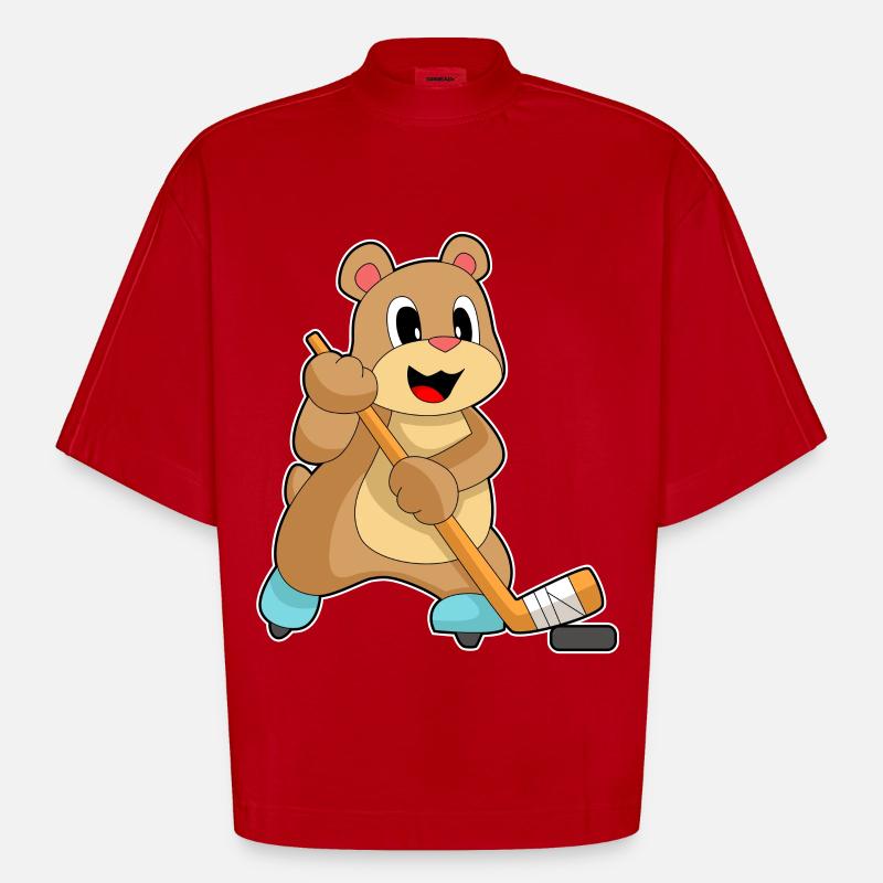 Bär Eishockey Eishockeyschläger - Heavyweight Oversized Organic Boxy T-Shirt Made in EU - Rot