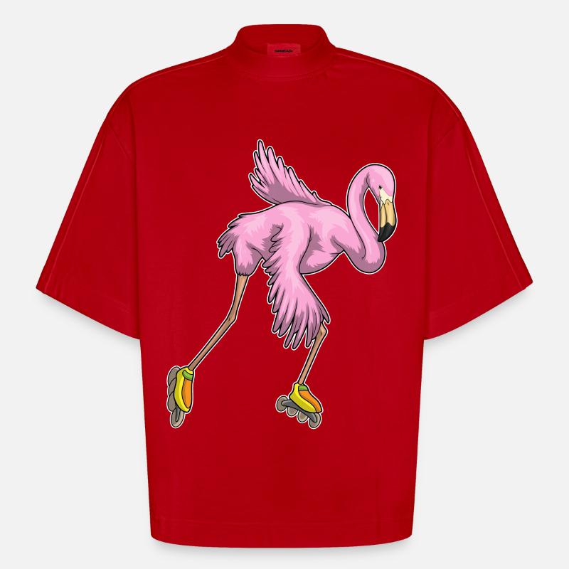 Flamingo Inline skating Rollschuhe - Heavyweight Oversized Organic Boxy T-Shirt Made in EU - Rot