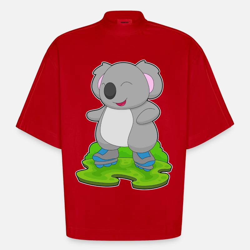 Koala Inline skating Rollschuhe - Heavyweight Oversized Organic Boxy T-Shirt Made in EU - Rot