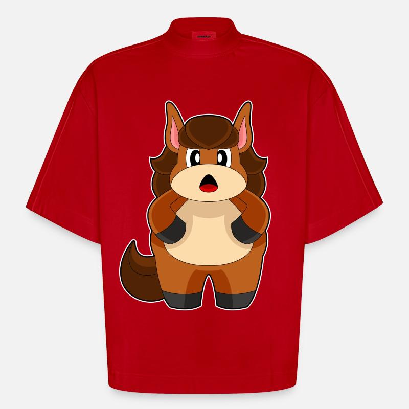 Pferd Dick - Heavyweight Oversized Organic Boxy T-Shirt Made in EU - Rot