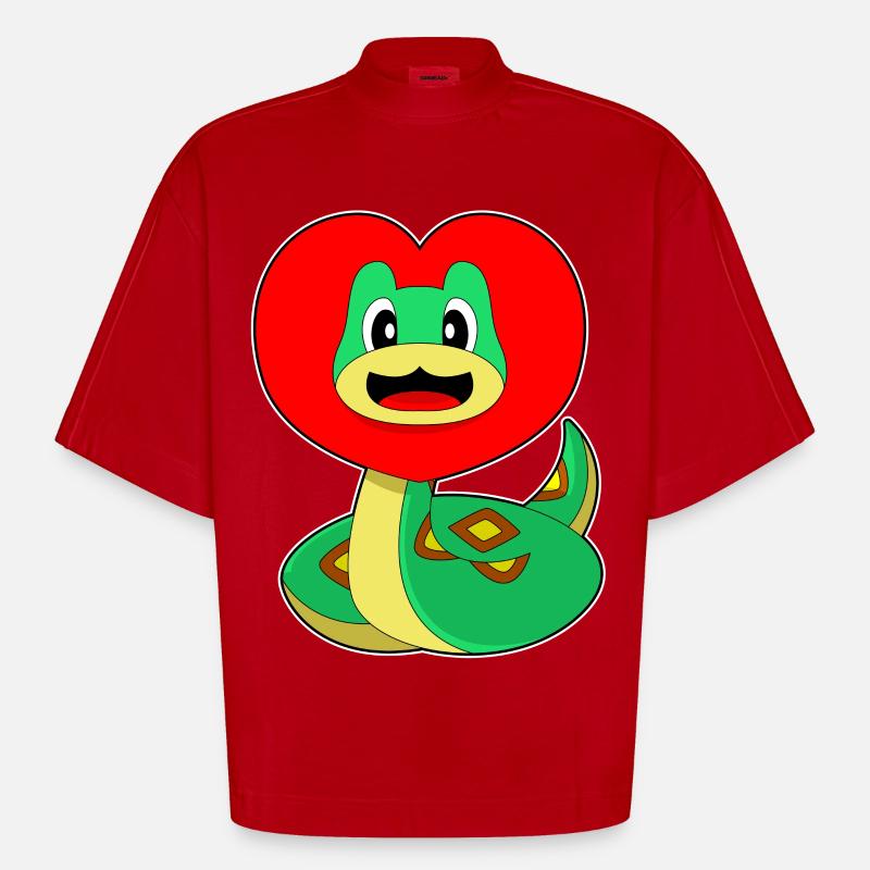 Cœur de serpent - T-shirt bio épais oversize Boxy fabriqué en UE - rouge