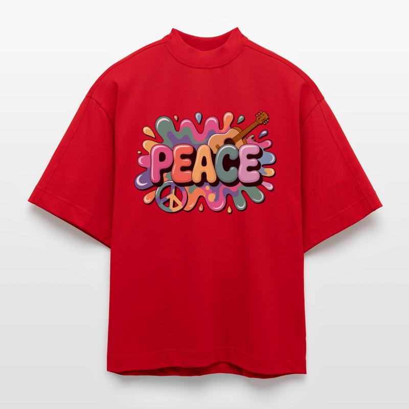 PEACE – Psychedelic Heavyweight Oversized Organic Boxy T-Shirt Made in EU