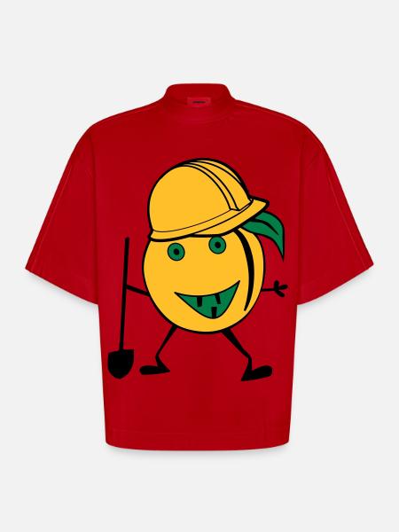 orange construction worker - Heavyweight Oversized Organic Boxy T-Shirt Made in EU - red