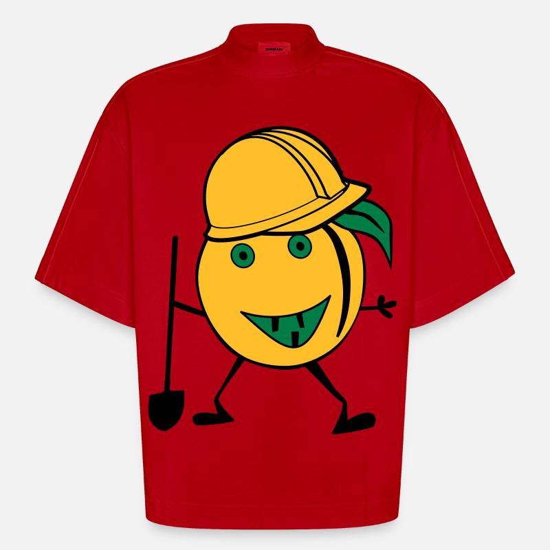 travailleur de la construction d'orange - T-shirt bio épais oversize Boxy fabriqué en UE - rouge