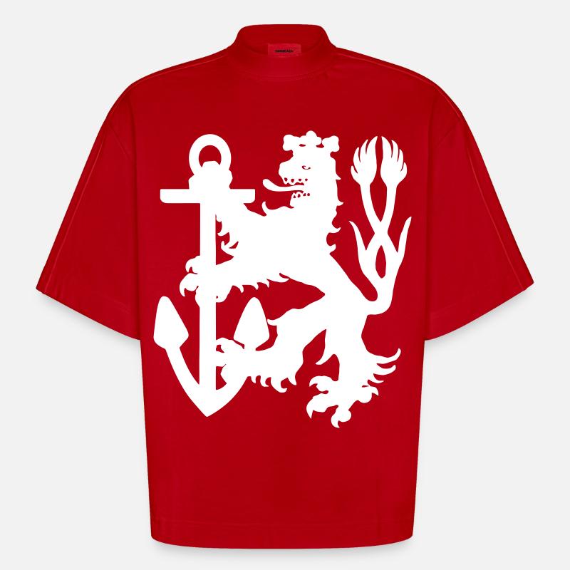 Düsseldorf - Düsseldorfer Löwe - Heavyweight Oversized Organic Boxy T-Shirt Made in EU - Rot