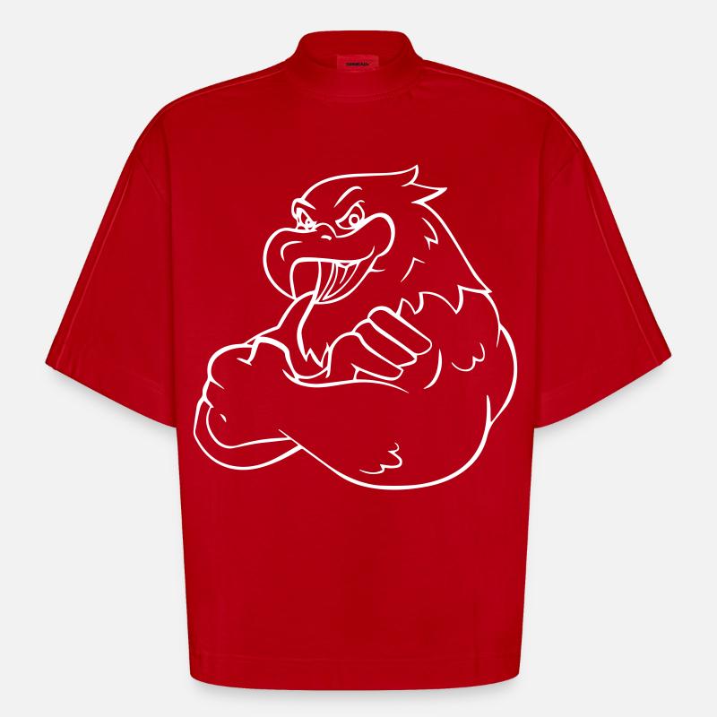 Comic Eagle - Design - T-shirt bio épais oversize Boxy fabriqué en UE - rouge
